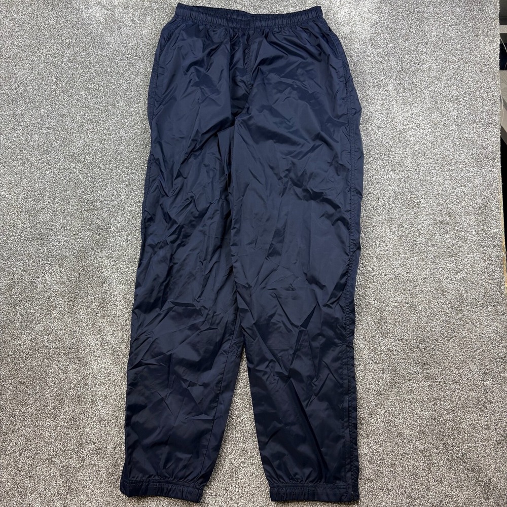 Vintage‎ Nike Track Pants Mens M Navy Blue Small Swoosh Ankle Zip Swishy Running